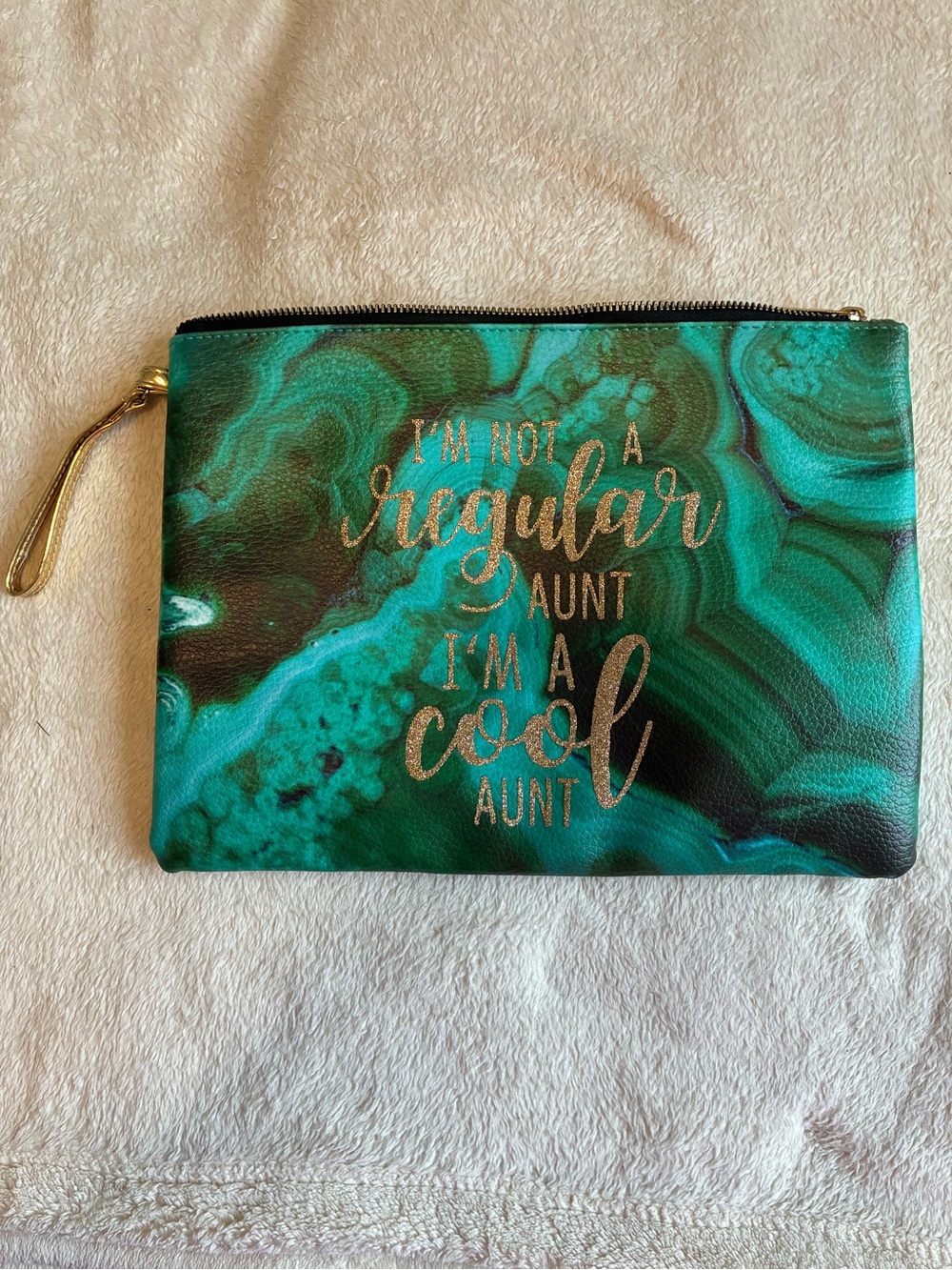 Green Marble 'I'm a Cool Aunt' Zip Pouch